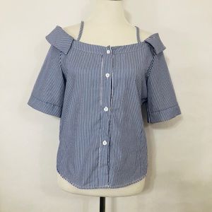 XUYAN Size M Striped Button up blouse off shoulder